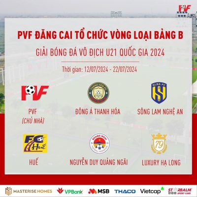 PVF là đơn vị đăng cai tổ chức vòng loại bảng B